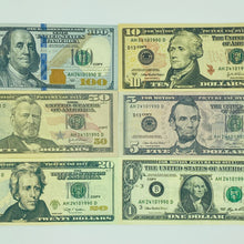 Load image into Gallery viewer, 400 Pcs 6 Type Mix Prop Money-Double Sided Full Print Play Game Dollar