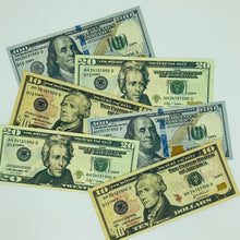 Load image into Gallery viewer, 100 Pcs Mix 3 Type Prop Money-Double Sided Full Print Fake Dollar $100,$20,$10