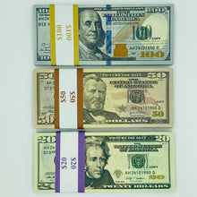 Load image into Gallery viewer, 200 Pcs Mix Prop Money Double Sided Full Print Dollar Play Game Stack $100,$50,$20