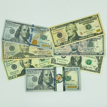 Load image into Gallery viewer, 400 Pcs 6 Type Mix Prop Money-Double Sided Full Print Play Game Dollar