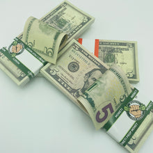Load image into Gallery viewer, 300 Pcs $5 Prop Movie Money-Double Sided Looks Real Full Printed Stack