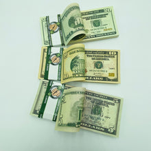 Load image into Gallery viewer, 3 Type Mix Prop Money-Double Sided Full Print Fake 100 Pcs $20,$10,$5