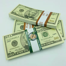 Load image into Gallery viewer, Realistic Old US Dollar Prop Money 100 pcs $50 Play Money 2 Side Looks Real