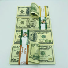 Load image into Gallery viewer, Realistic Old US Dollar Prop Money 100 pcs Mix $100 $50 Replica Money 2 Side Looks Real