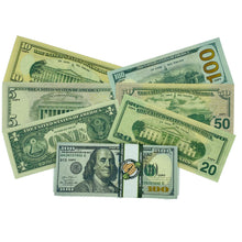 Load image into Gallery viewer, 300 Pcs 6 Type Mix Prop Money-Double Sided Full Print Play Game Dollar