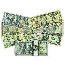 Load image into Gallery viewer, 300 Pcs 6 Type Mix Prop Money-Double Sided Full Print Play Game Dollar