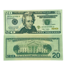 Load image into Gallery viewer, 25 Pcs 6 Different Type Mix Prop Money-Double Sided Full Print Play Game Dollar
