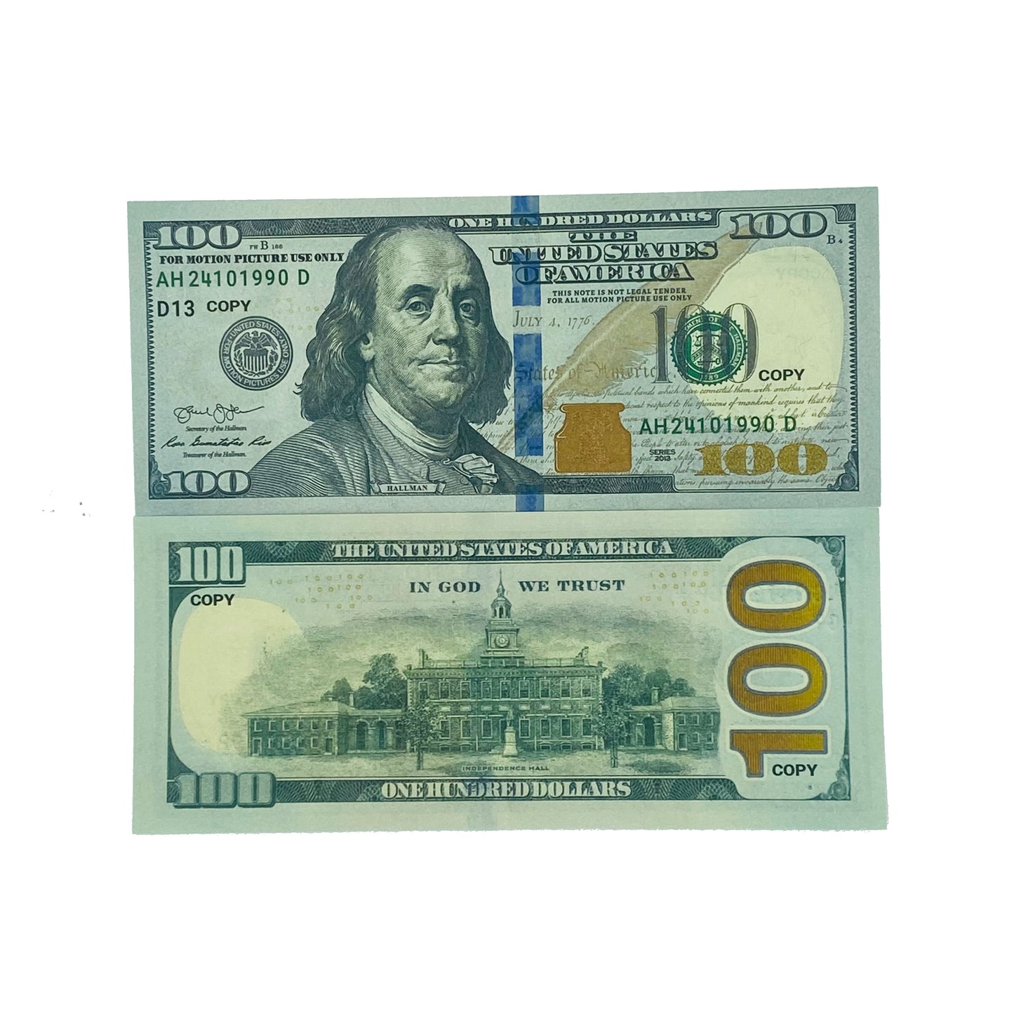 100 Pcs 6 Type Mix Prop Money-Double Sided Full Print Play Game Dollar