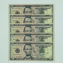 Load image into Gallery viewer, 400 Pcs $5 Prop Movie Money-Double Sided Looks Real Full Printed Stack
