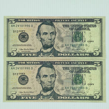 Load image into Gallery viewer, 100 Pcs $5 Prop Movie Money-Double Sided Looks Real Full Printed Stack
