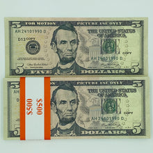 Load image into Gallery viewer, 100 Pcs $5 Prop Movie Money-Double Sided Looks Real Full Printed Stack
