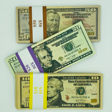 Cargar imagen en el visor de la galería, Mix 3 Type 200 Pcs Prop Money-Double Sided Full Print Play Dollar $50,$20,$10
