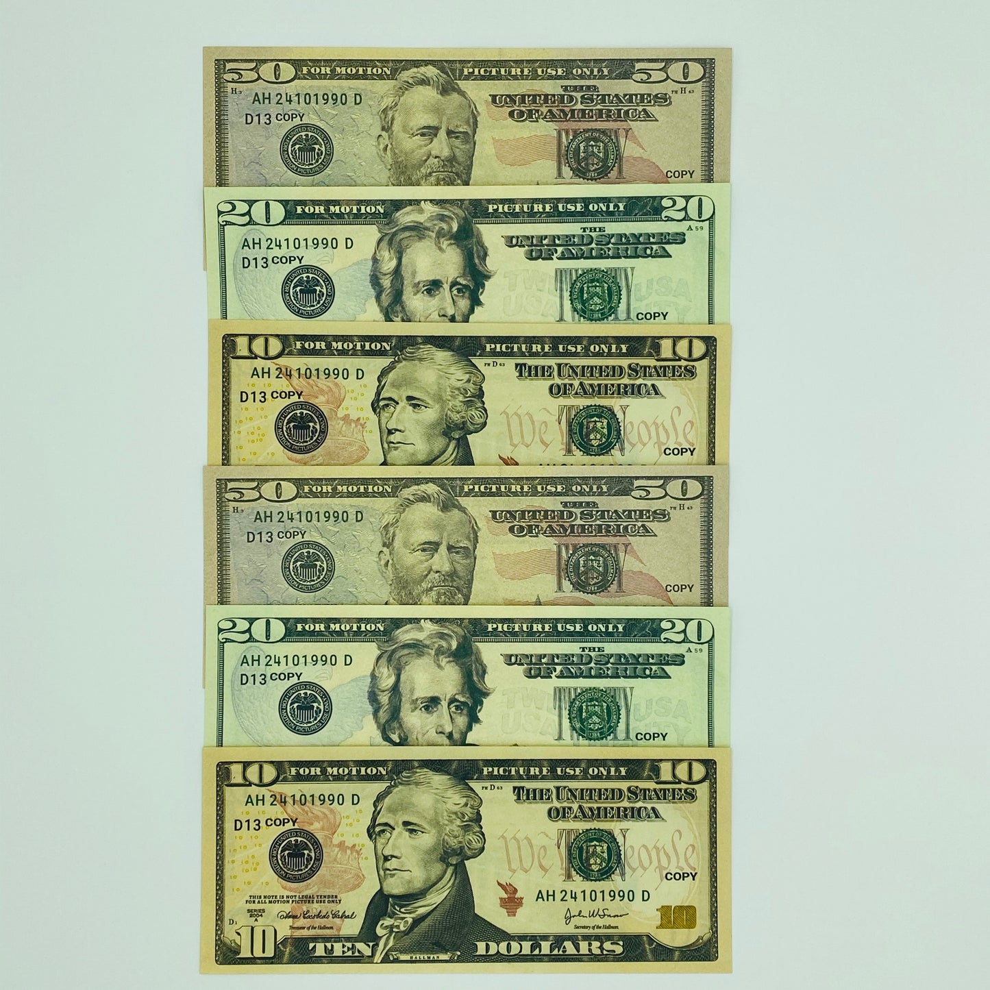 Mix 3 Type 400 Pcs Prop Money-Double Sided Full Print Play Dollar $50,$20,$10