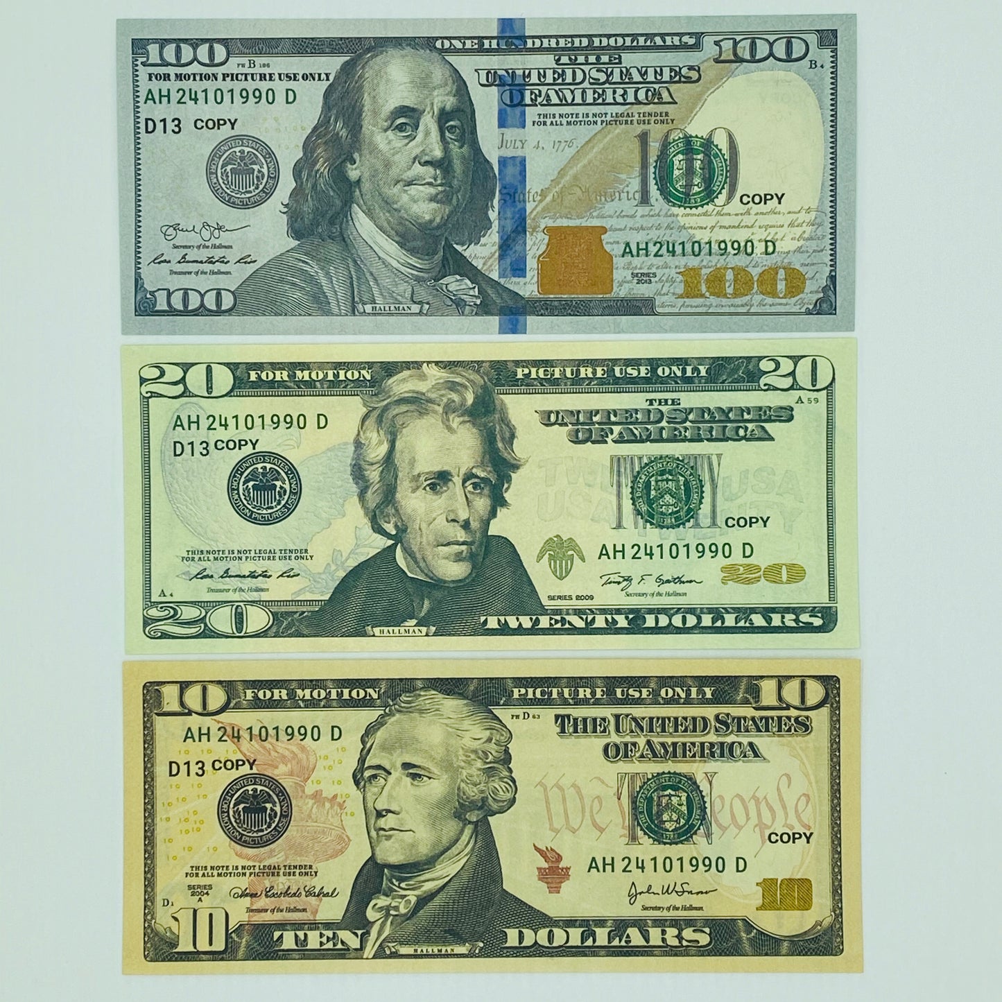 400 Pcs Mix 3 Type Prop Money-Double Sided Full Print Fake Dollar $100,$20,$10