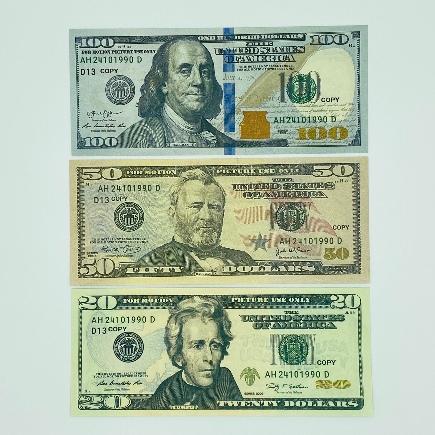 100 Pcs Mix Prop Money Double Sided Full Print  Dollar Play Game Stack $100,$50,$20