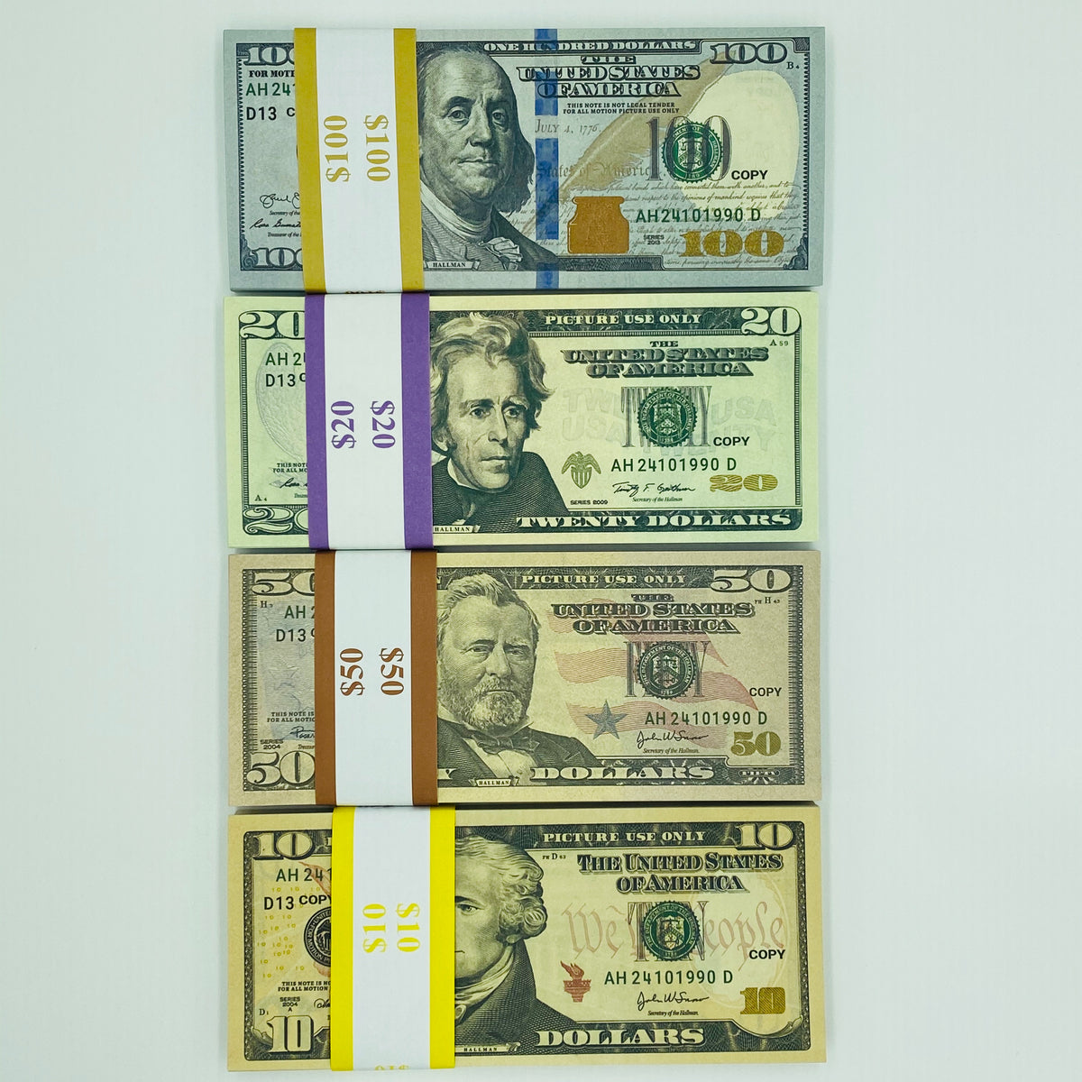 Prop Money 2 Sided Full Print Dollar Play Game $100,$50,$20,$10 ...