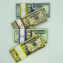 Load image into Gallery viewer, 4 Type Mix Prop Money-Double Sided Full Print fake Dollar 100 Pcs $100,$50,$20,$10
