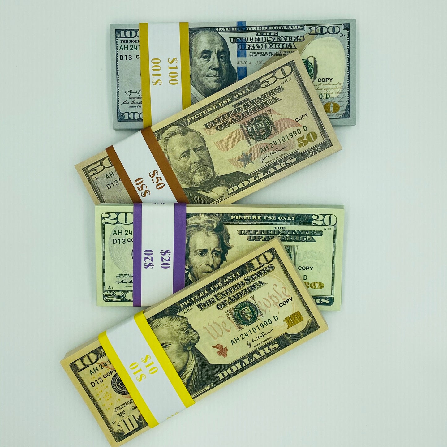 4 Type Mix Prop Money-Double Sided Full Print fake Dollar 200 Pcs $100,$50,$20,$10