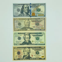 Load image into Gallery viewer, 4 Type Mix Prop Money-Double Sided Full Print fake Dollar 100 Pcs $100,$50,$20,$10
