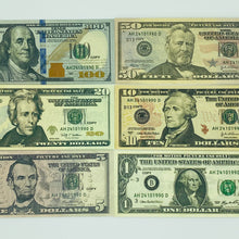 Cargar imagen en el visor de la galería, Realistic Prop Money, Double Sided Full Print Play Game Dollar 200 Pcs 6 Type Mix
