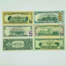 Cargar imagen en el visor de la galería, Realistic Prop Money, Double Sided Full Print Play Game Dollar 200 Pcs 6 Type Mix
