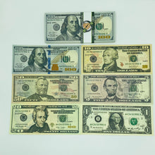 Cargar imagen en el visor de la galería, Realistic Prop Money, Double Sided Full Print Play Game Dollar 200 Pcs 6 Type Mix
