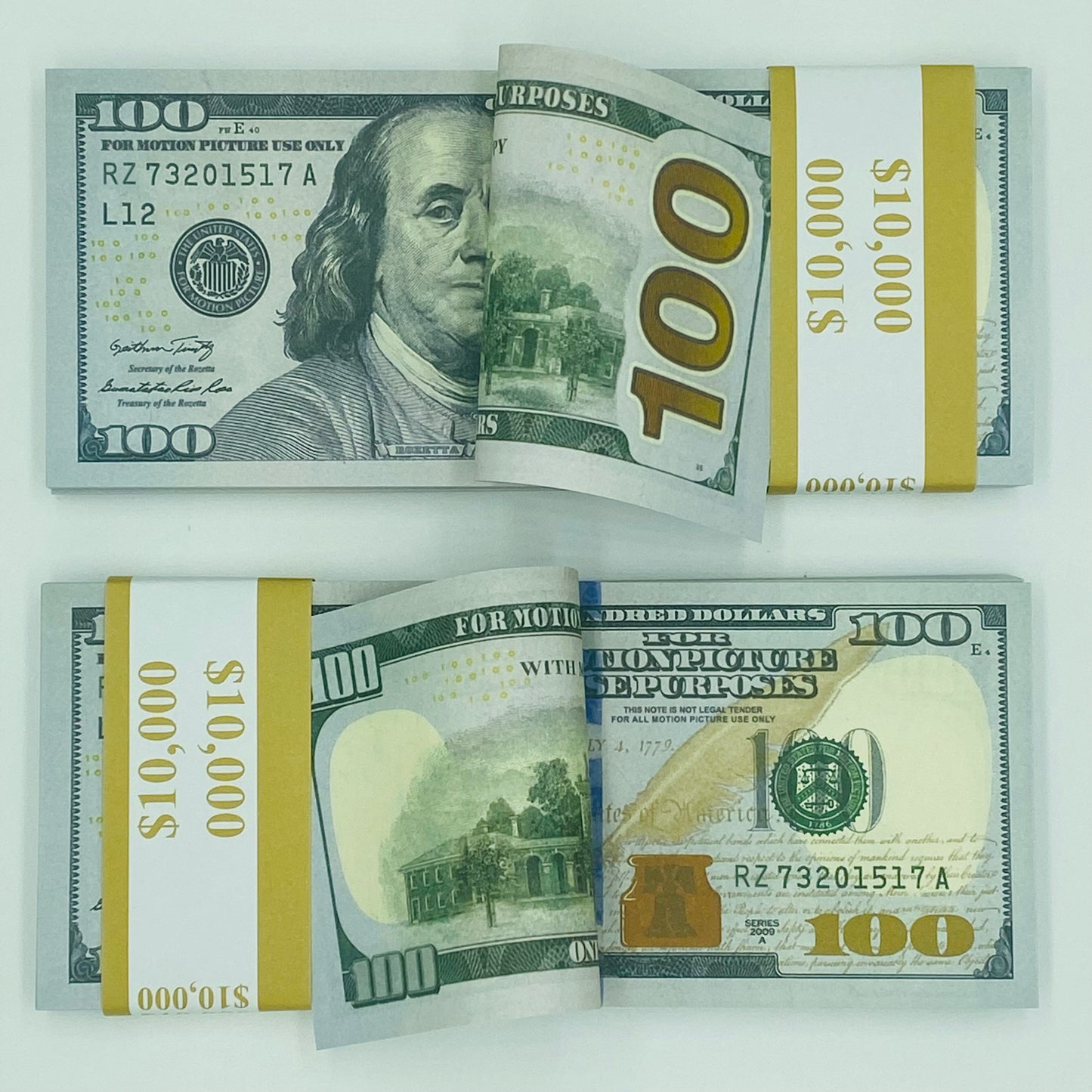 200 Pcs $100 Prop Movie Money Replica Double Sided Looks Real Full Printed