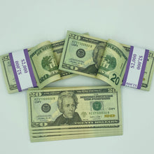 Load image into Gallery viewer, Realistic  Prop Money 100 Pcs $20 Double Sided Looks Real Full Printed Stack
