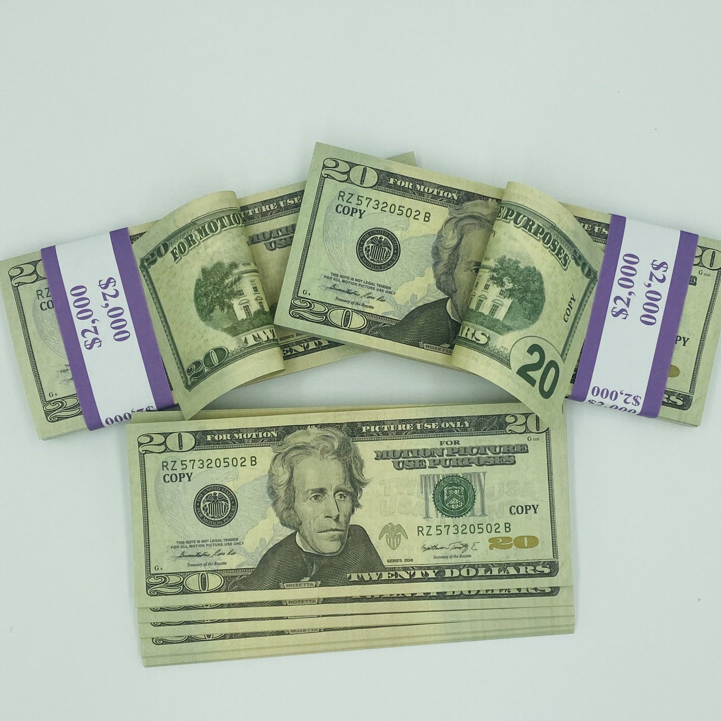 400 Pcs $20 Replica Prop Money Double Sided Looks Real Full Printed Stack