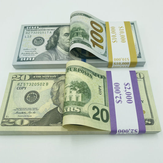 Prop Money Replica Double Sided Full Print Fake 400 Pcs $100,$20