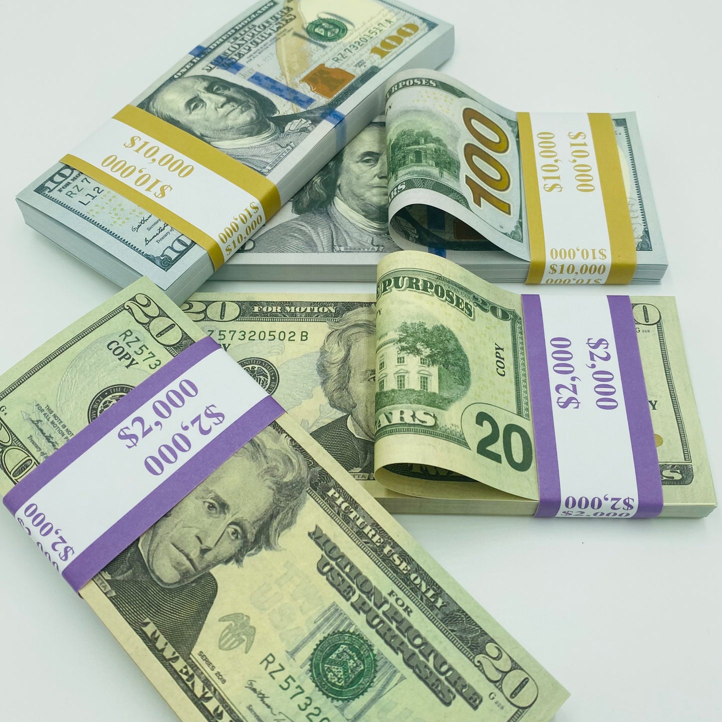 Prop Money Replica Double Sided Full Print Fake 100 Pcs $100,$20