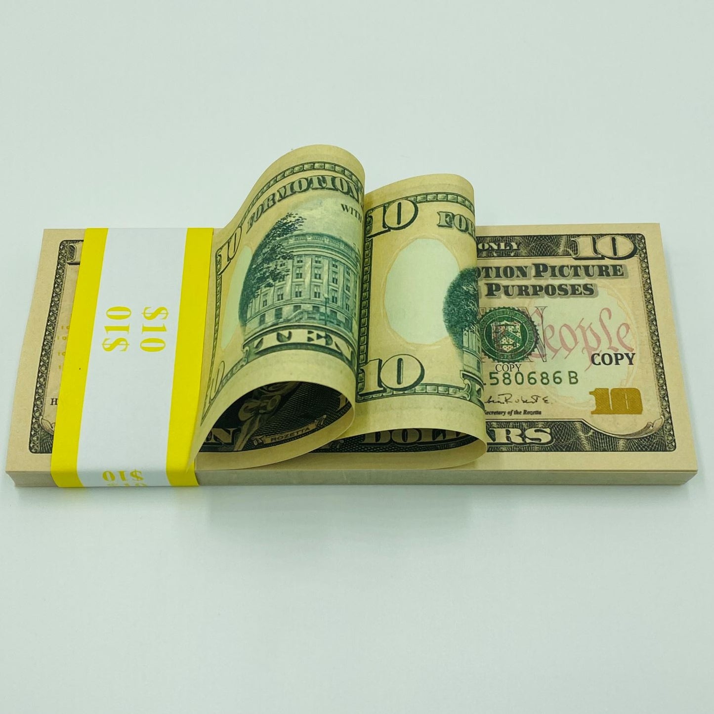 100 Pcs $10 Replica Prop Money Double Sided Full Printed Stack