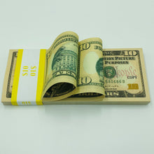 Load image into Gallery viewer, 100 Pieces 10 Dollar Replica Prop Movie Money Double Sided Full Printed Stack

