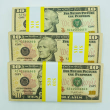 Load image into Gallery viewer, 100 Pieces 10 Dollar Replica Prop Movie Money Double Sided Full Printed Stack
