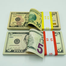 Load image into Gallery viewer, Prop Money Replica Double Sided Full Print Fake 100 Pcs $10,$5
