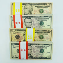 Load image into Gallery viewer, Prop Money Replica Double Sided Full Print Fake 100 Pcs $10,$5
