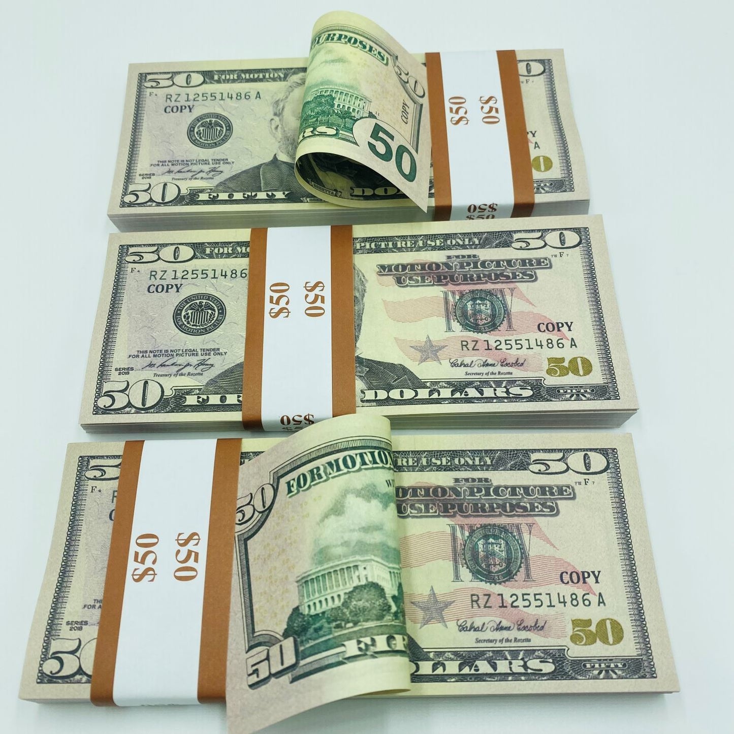 200 Pcs 50 US Dollar Replica Prop Money Double Sided Full Printed