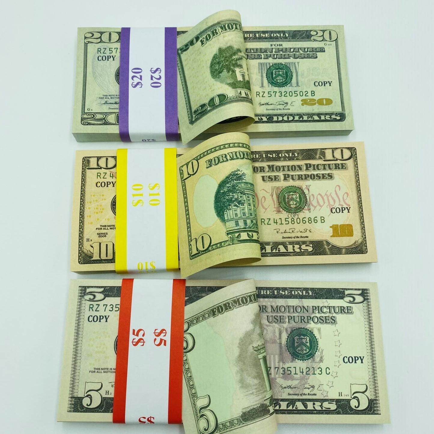Prop Money Replica Double Sided Full Print Fake 300 Pcs $20,$10,$5