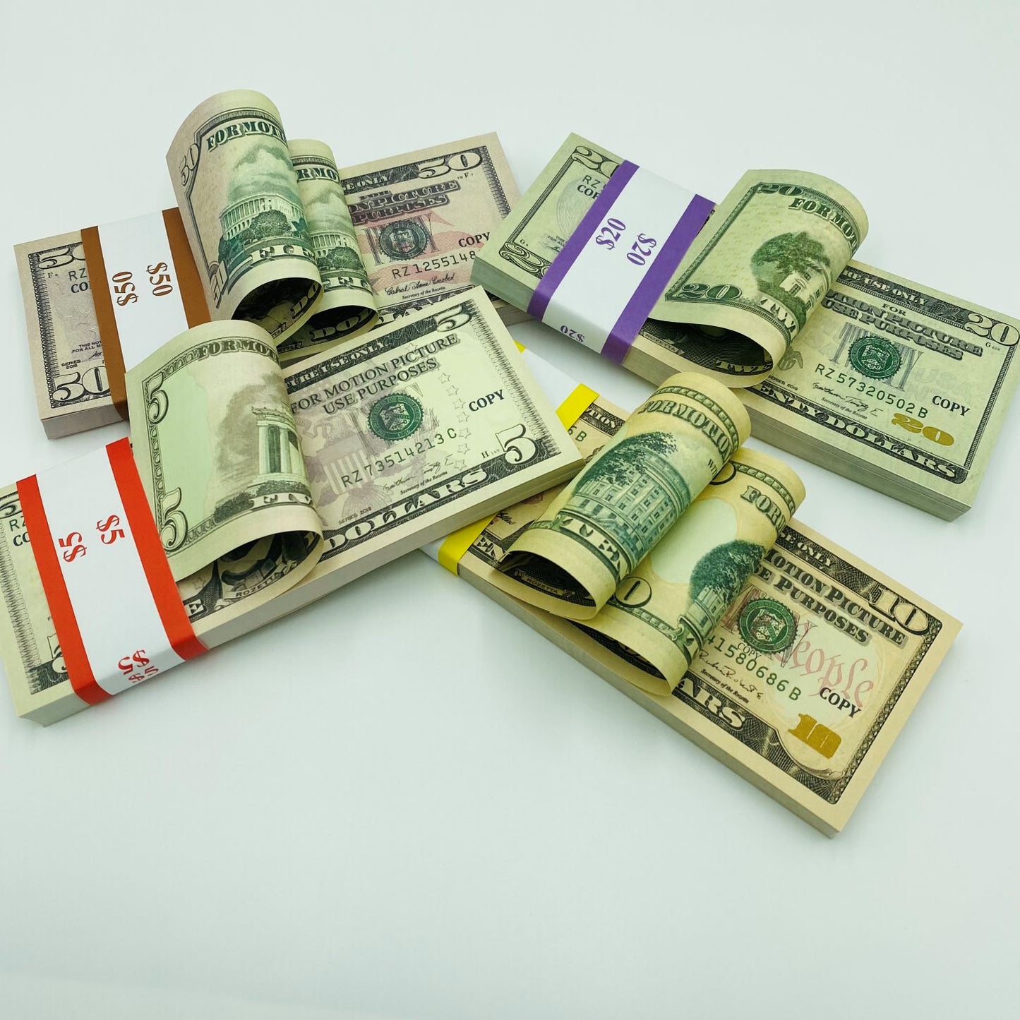 Prop Money Replica Double Sided Full Print Fake 100 Pcs $50,$20,$10,$5