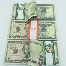 Load image into Gallery viewer, 200 Pcs $5 Prop Movie Money-Double Sided Looks Real Full Printed Stack
