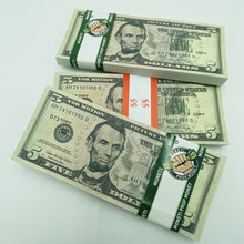 Load image into Gallery viewer, 400 Pcs $5 Prop Movie Money-Double Sided Looks Real Full Printed Stack
