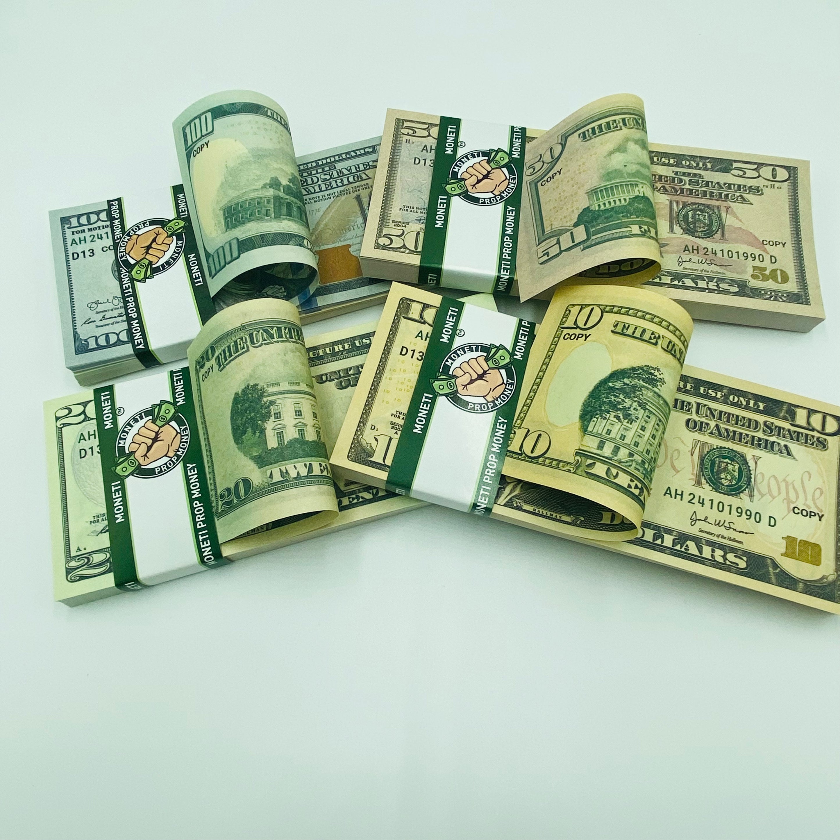 Prop Money 2 Sided Full Print Dollar Play Game $100,$50,$20,$10 ...